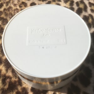 French Yves St Laurent 1970s Y Perfume Bath POWDER BOX Iconic YSL Signature Logo Empty : Just need to be refilled Perfect Vintage image 7