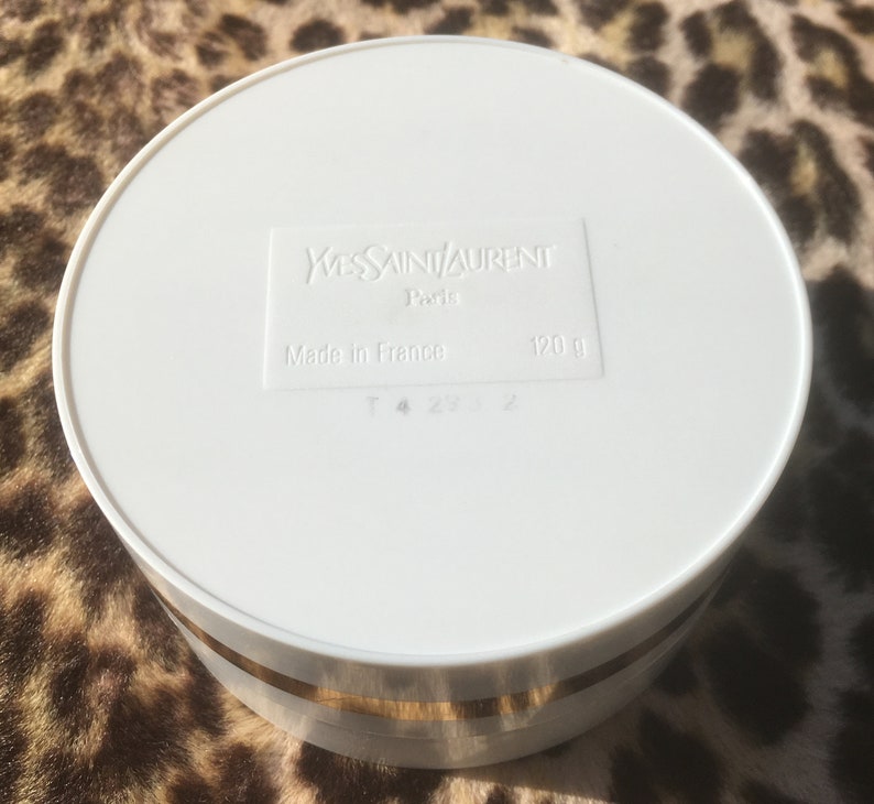 French Yves St Laurent 1970s Y Perfume Bath POWDER BOX Iconic YSL Signature Logo Empty : Just need to be refilled Perfect Vintage image 7