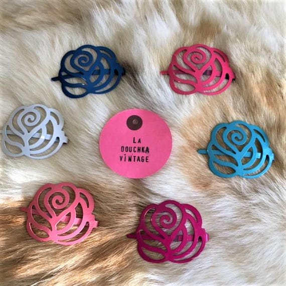 French 1980s Women Vintage Metal Hair Barrettes - Lot of 6  display picture 2