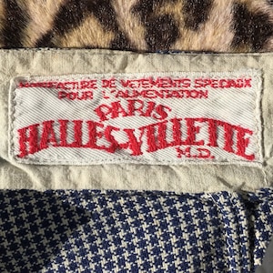 French 1930s Men WORKWEAR BUTCHER PANTS ~ Blue & White Houndstooth Cotton ~ Chore / Cook / Uniform ~ Made in Paris . France ~Rare Vintage~ S