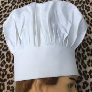 French 1980s Tall TOQUE CHEF HAT ~ White Cotton - Pleated ~ Iconic ...