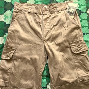 Authentic French 1970s Men Vintage Army Military Pants & Buttons Fly - Beige Cotton - Made in France - Mint - W:30*