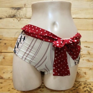 Kenzo Designer Camisole & Boyshort Lingerie Set - 2 Pieces-Sexy Bow and White Burgundy and Black Polka Dots Print - New with Tag-FR 40/US 12