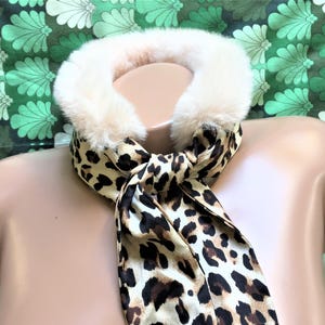 French 1990s Women Vintage Neck Warmer Scarf - Fashion Leopard Animal Print - New