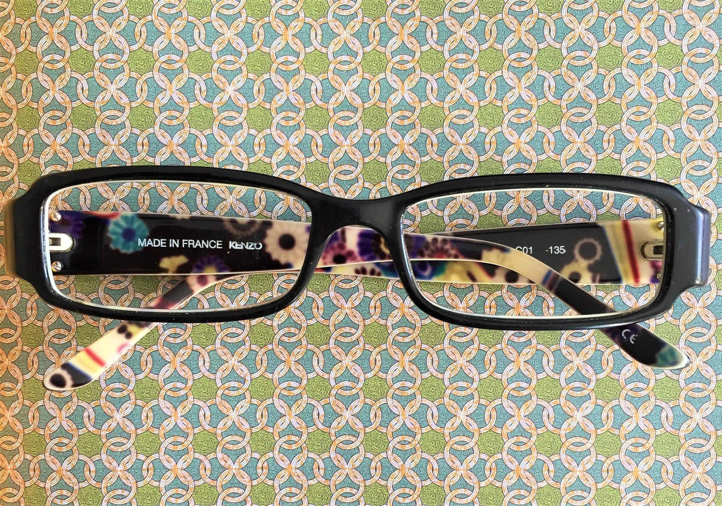 Kenzo Women Vintage Rectangular Eyeglasses & Designer Logo 