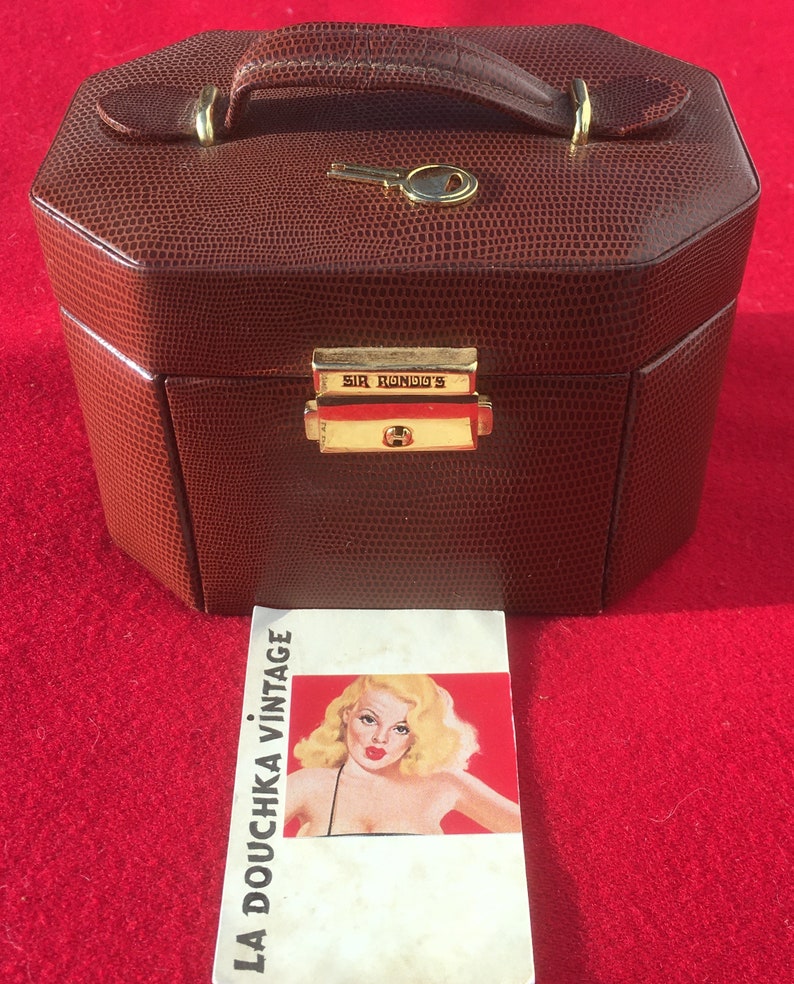 Chic Sir Rondo/'s 1980s Woman Travel JEWELLERY BOX /& KEY ~ Snake Print Embossed Leather ~ Made in Italy ~ New Unused Vintage