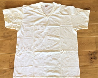 French Men Underwear Undershirt & V-Neck Design - High Quality White Cotton - Timeless Style - Made in France - New - XL