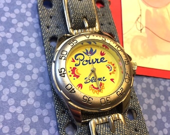 Reloj vintage Poivre Blanc de los años 80 para mujer, único en su tipo, de acero inoxidable y 2 correas. Accesorio vintage único. Estado impecable.