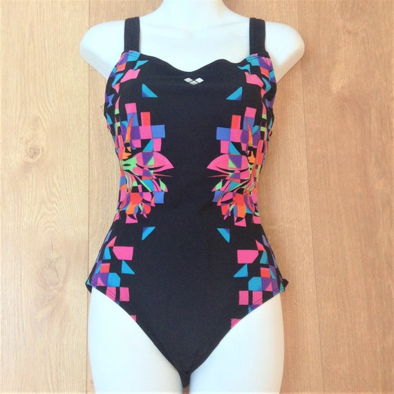 French Arena Women 1 Piece Swimsuit Bathing Suit Swimwear Black & Eye  Catcher Geometric Design Made in France New M -  Canada