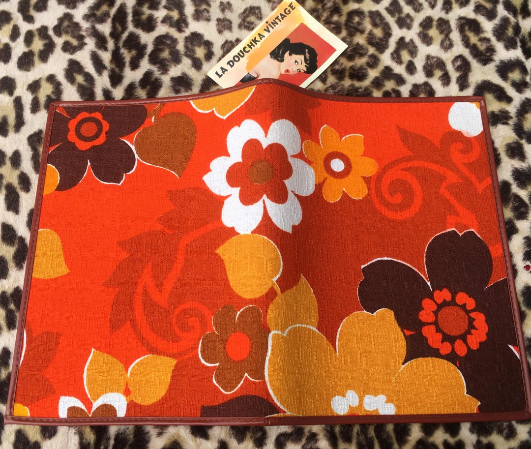 Tiki Notebook French 1960s BOOK / NOTEBOOK COVER~ Groovy Orange Floral / Hawaii ...