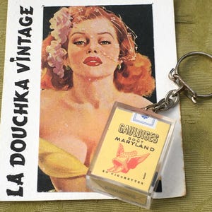French 1960s Advertising Keyring ~ MARYLAND GAULOISES Cigarettes ~ Iconic Winged Gallic Helmet Logo designed by Jacno ~ New / Unused Vintage