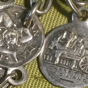 Italian 1950s Women SICILY SOUVENIR BRACELET~ Double-Sided Coins ~ Silver Plated ~ Mediterranean Sea / Island ~ Made in Italy ~ Mint Vintage