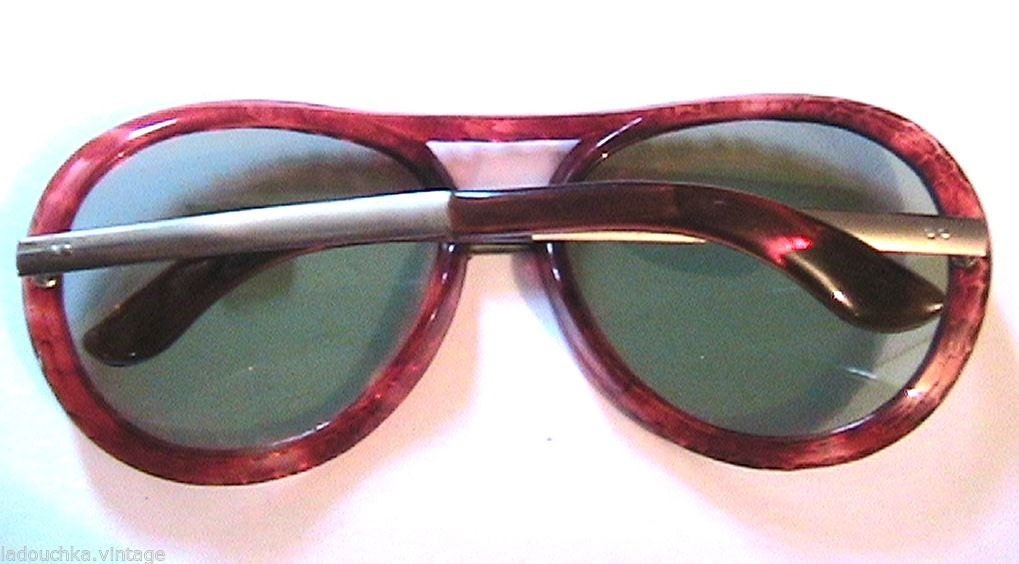 French 1940s MEN AVIATOR SUNGLASSES - Black Glass Lenses -unique