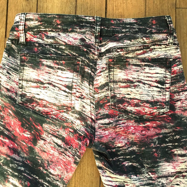 French Designer The Kooples Women Skinny Slim Pants - Black & Red Bold Design with Logo - Rock'n Roll Spirit - Rare Print - Mint -XS/S -W:26 image 6