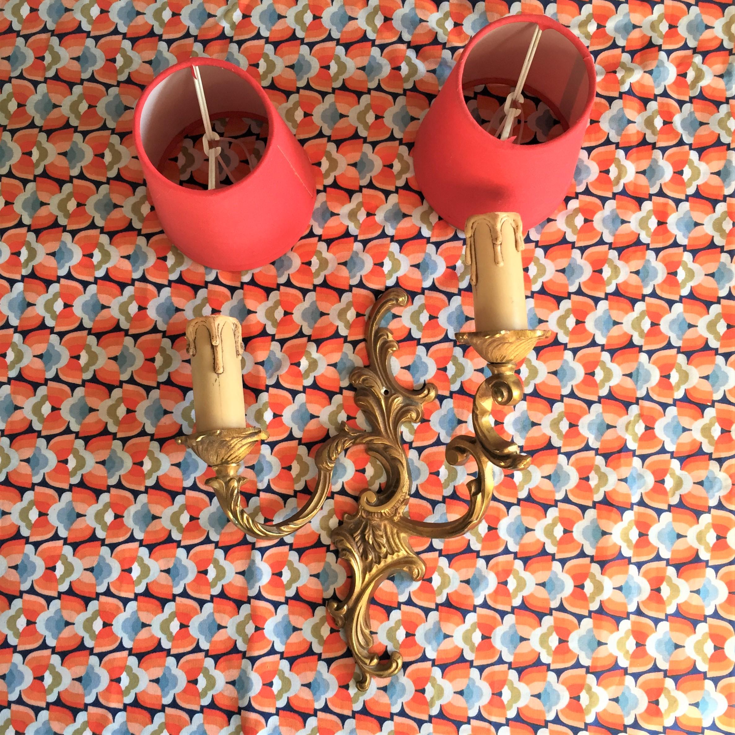 French Stamped Wall Mounted Light Lamp Candle Sconce - Double Arm - Gilt Brass Louis XV Rococo Baroque Style - Mint Vintage from France