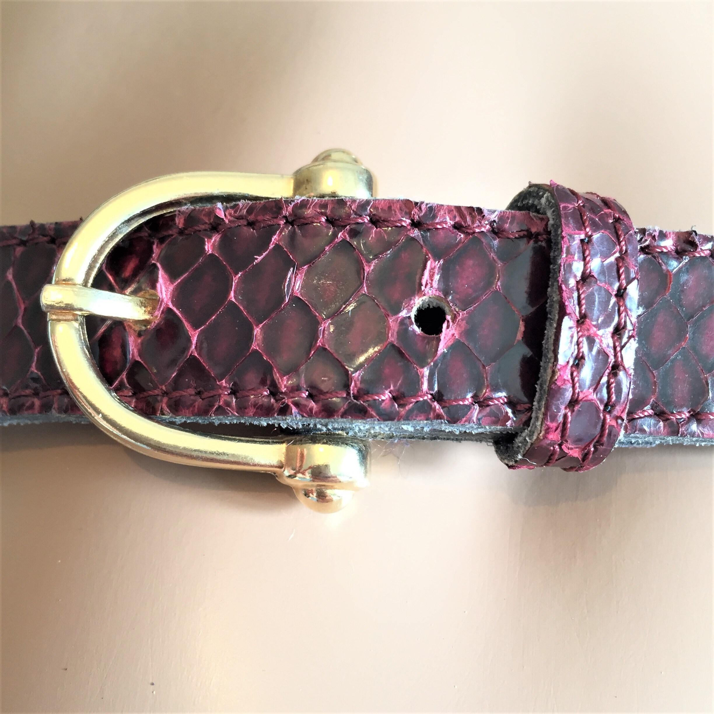 Thierry Mugler Vintage 70’s Skinny Belt in Purple Leather, Size Small Thierry Mugler Exhibit in Montreal - Fashion Should Be Fun main image 2