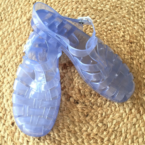 Authentic French 1980s Men Meduses Water Beach Jelly Sandals - Clear Plastic - Big Lebowsky Style - New - US : W 9 / M  7.5 - FR40