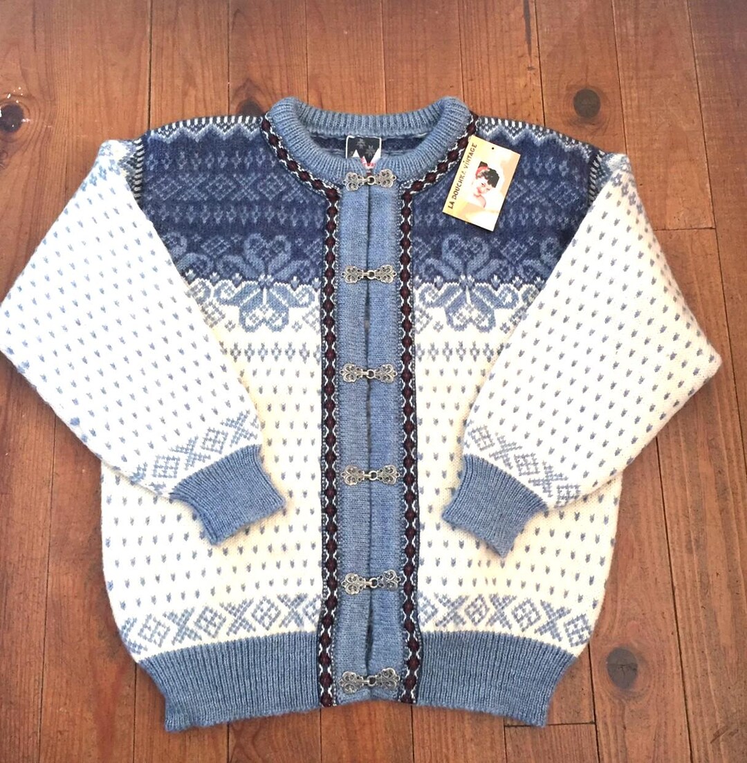 Pull Cardigan Dale Of Norway Motifs Laine Pure - Taille M, Style Norvégien, Occasion Très Bon état