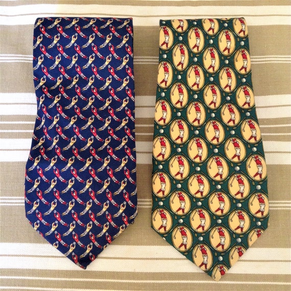 French 1990s Vintage Necktie Tie - Lot of 2 - Soc… - image 2
