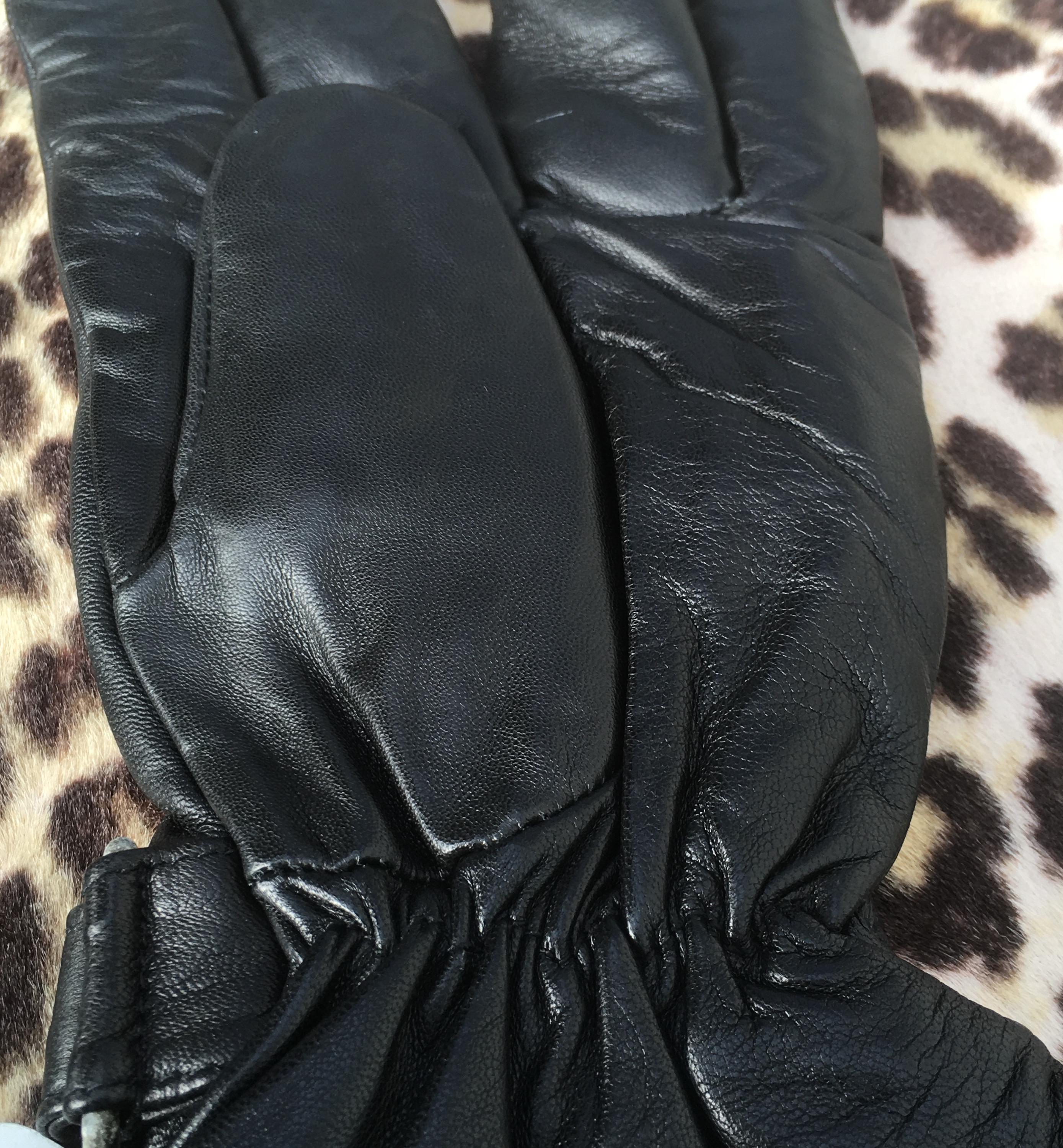 未使用Schott NYC WINTER LEATHER GLOVE BLACK SCHOTT N.Y.C 1980s Men Winter GLOVES & Logo ~ Black Leather