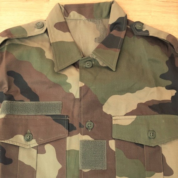 French 1980s Vintage Men Military Army Uniform Sh… - image 1