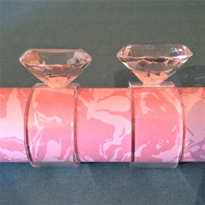 French Wedding Napkin Rings Holders - Set of 2 - Unique Crystal Glass & Diamond Ring Design  - New - The perfect wedding gift