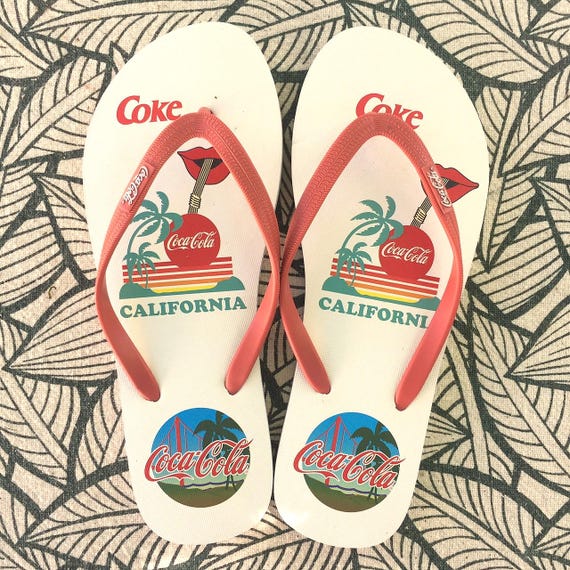 Unique 1980s Unisex Women Men Vintage Coca Cola California Thongs