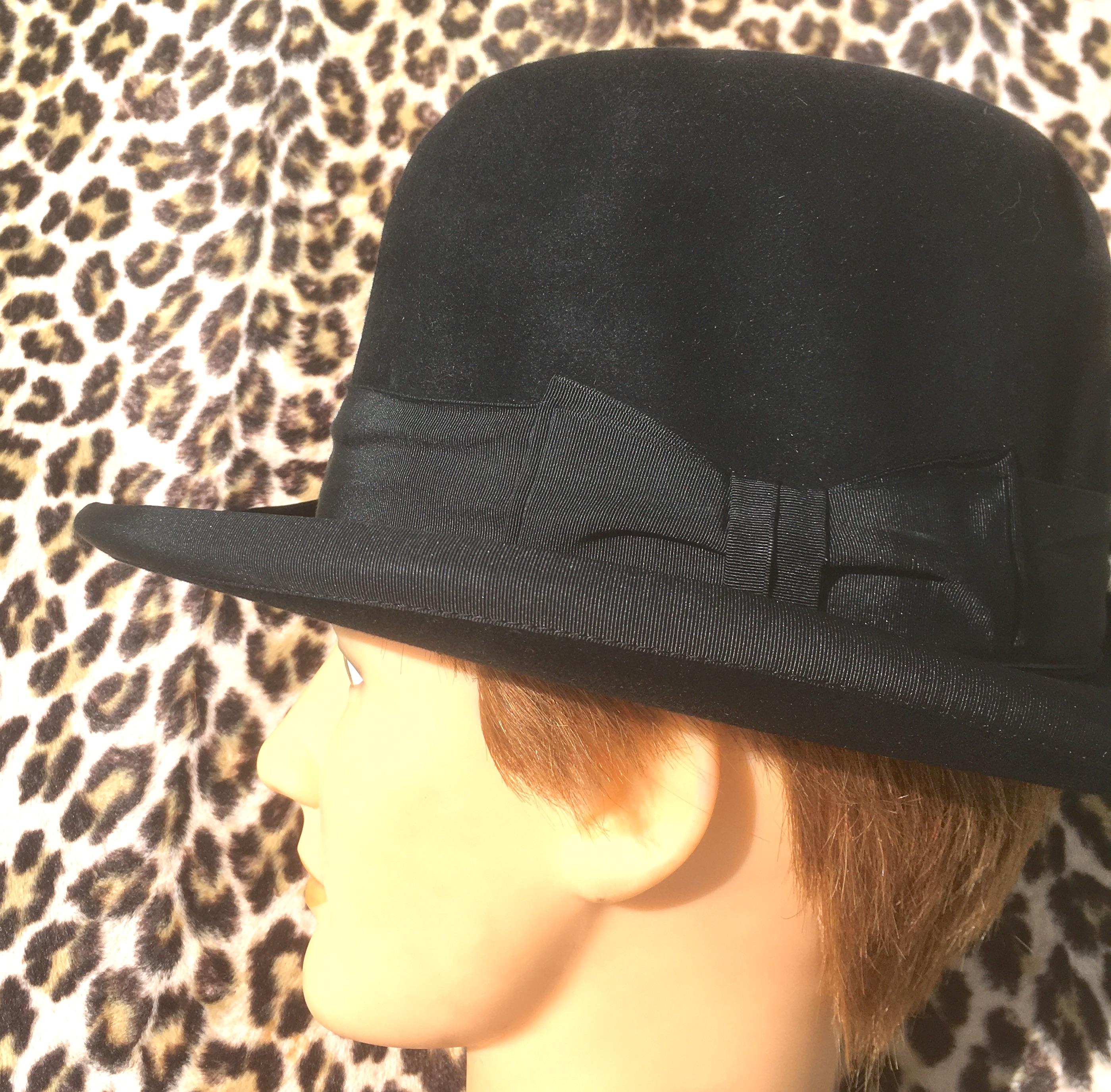 MAYSER 1930s Men Fedora HOMBURG HAT~ Luxurious Black Felt Silk