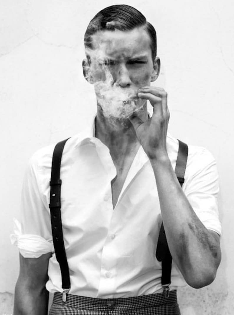 Timeless 1960s Men Vintage Clip-On Suspenders Made in Germany Rockabilly Style New Wide X-Back Design /& Black Web