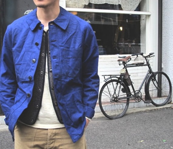 French 1970s Men Vintage Chore Work Overshirt Jacket - Very