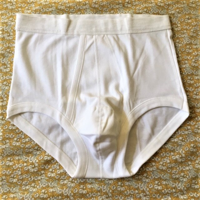 French Armor Lux 1970s Men Vintage High Waisted White Brief Jockey