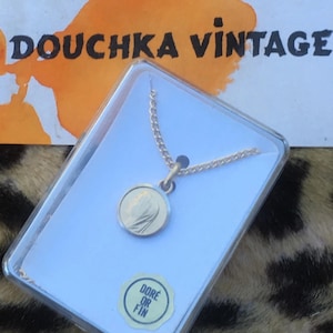 FRENCH 1950s LOURDES SOUVENIR Small Charm / Medal & Chain ~ Gold Plated ~Made in France~ New in Box : Unused Vintage ~ Lovely Religious Gift