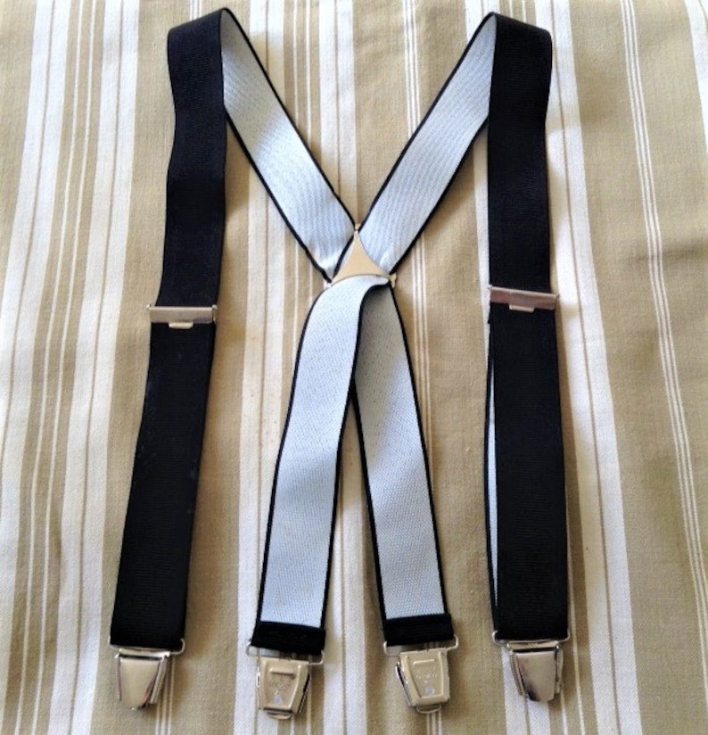 Timeless 1960s Men Vintage Clip-On Suspenders Made in Germany Rockabilly Style New Wide X-Back Design /& Black Web