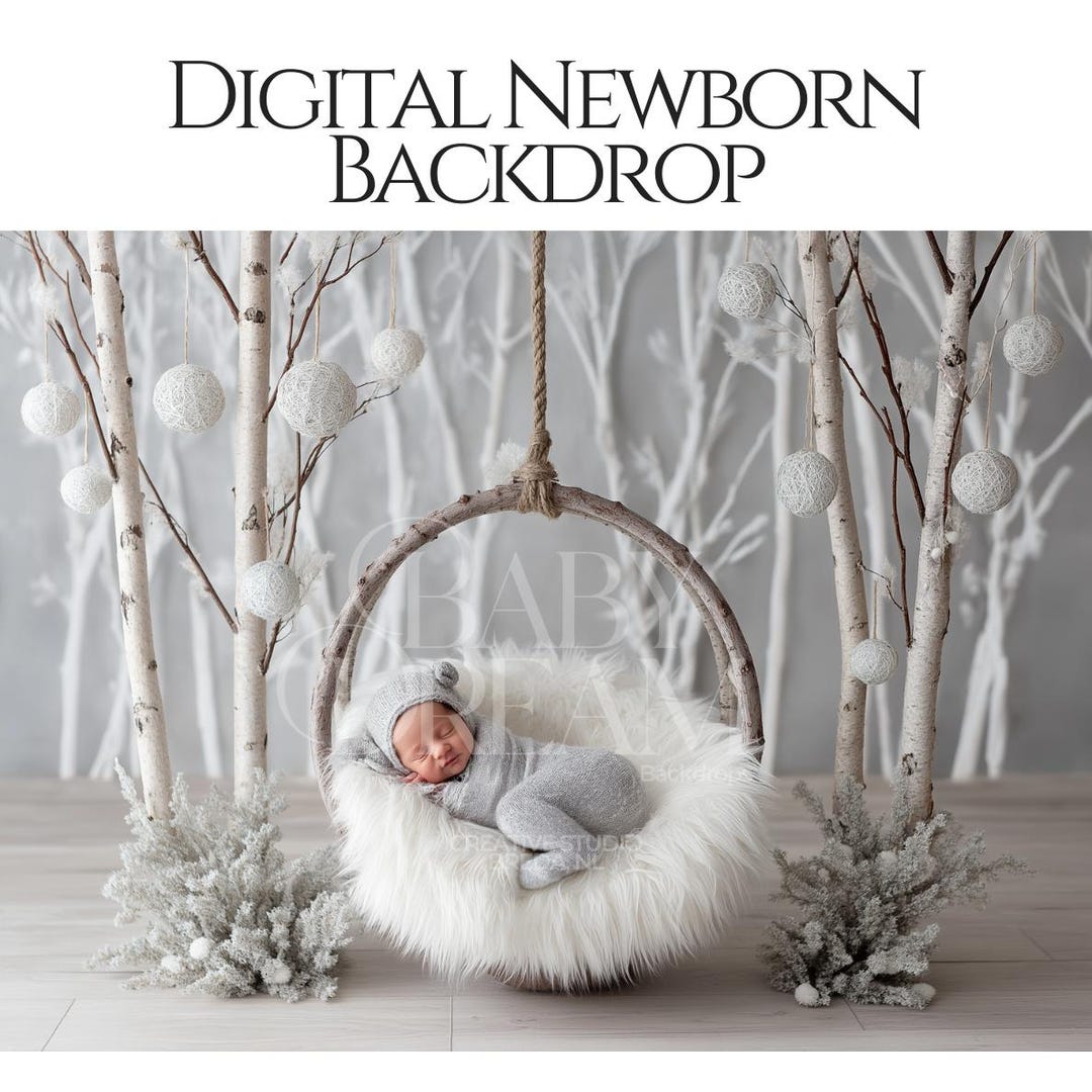 Winter Woodland Swing Newborn Backdrop Neutral Baby Photography ...