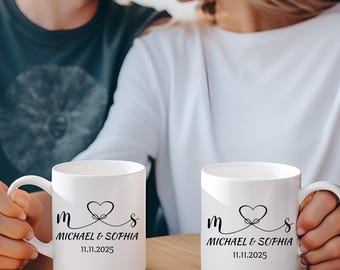 Personalized Mr & Mrs Coffee Mugs, Husband and Wife Mugs, Mr and Mrs Mug, Custom Mr Mrs Coffee Mugs, New Bride and Groom Set