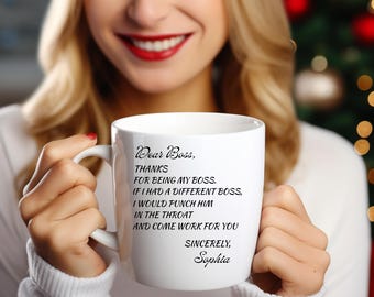 Personalized Dear Boss Mug, Funny Boss Appreciation Gift, Coworker Supervisor Gift Mug