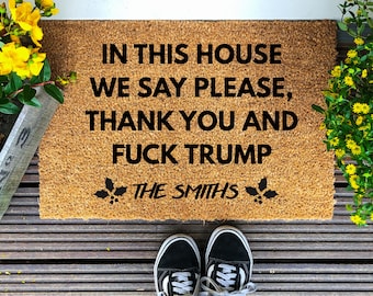 Custom Anti Trump Doormat, Personalized Christmas Doormat, Funny Liberal Doormat, Anti Trump Christmas Gift, Anti Maga Anti Fascism Doormat