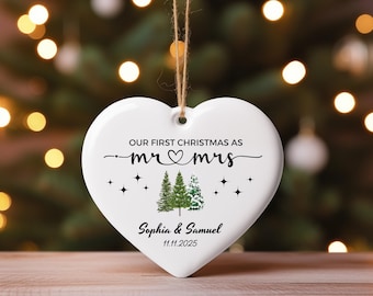 mr mrs ornament - Wedding Gift - Personalized First Christmas Keepsake - Our 1st Christmas Mr & Mrs Ornament - Housewarming mr and mrs idea