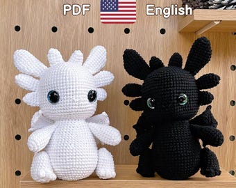 Night and Light Fury Dragon Crochet Pattern (Amigurumi PDF)