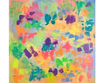 Original Neon Abstract Acrylic Painting – Modern Colorful Wall Art