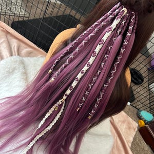 Handmade Dreadlock Ponytail Extension – Synthetic Loc Wrap – Festival Hair – Boho Style Hairpiece - Dusty Lilac