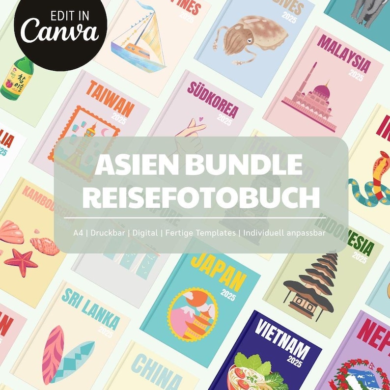 79 Asia travel photo book templates editable in Canva for your best memories image 1