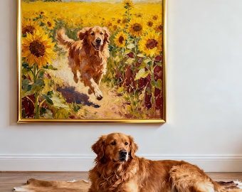 Custom Pet Oil Painting, Hand-Painted Dog Portrait on Canvas