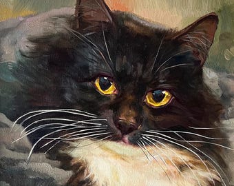 Ritratto di animale domestico dipinto a mano personalizzato, dipinto a olio da foto, dipinti su tela incorniciati, regalo commemorativo per animali domestici per gli amanti dei gatti