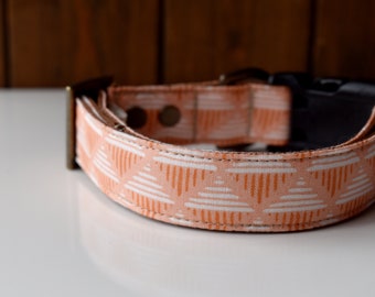 Girly Abstract Dog Collar - pink - brass