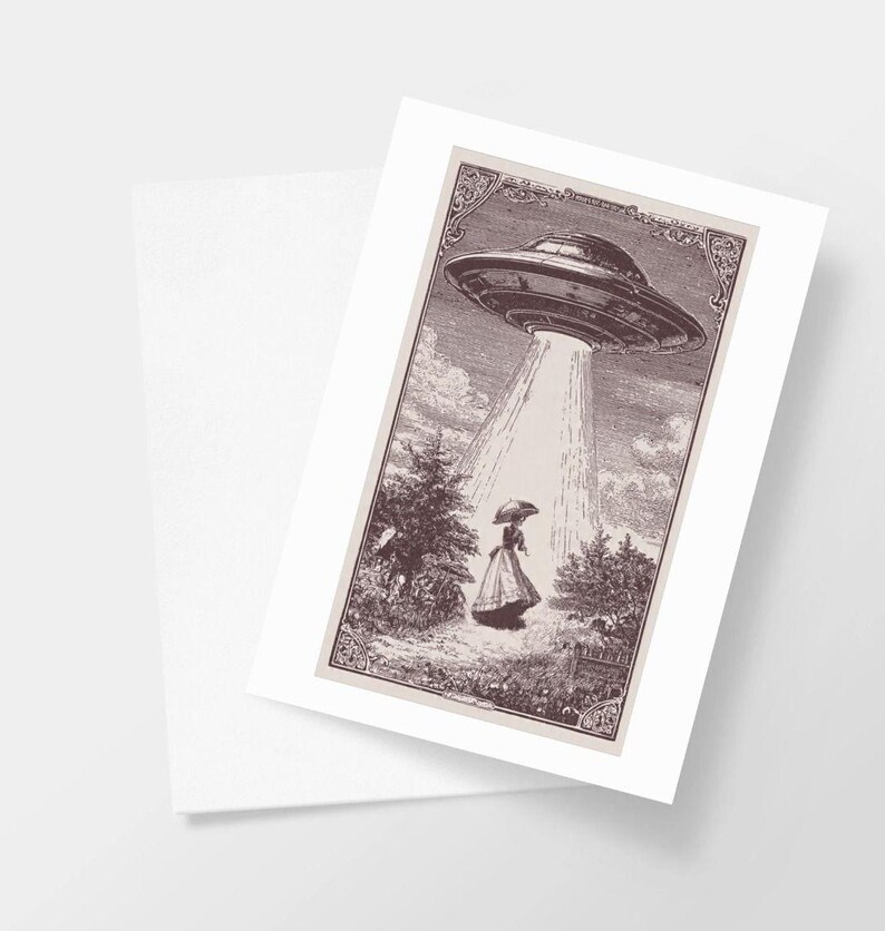 Victorian Alien Greeting Card, Sustainable UFO Style, Vintage Area 51 ...