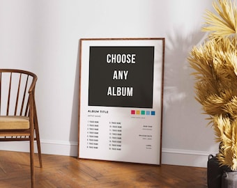 Individuell gestalteter Albumcover-Druck, personalisiertes Tracklist-Poster, Musik-Wandkunst