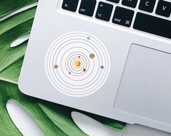 Minimalist Solar System Sticker, Space Planet Decal, Eco Friendly Stationery