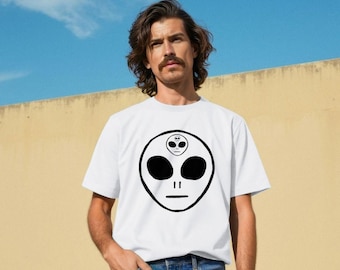 Camiseta ecológica con estampado de extraterrestre de E.T., algodón orgánico con estampado de OVNI