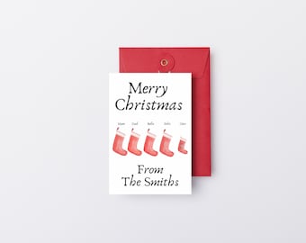 Individuelle Weihnachtskarte | Personalisiertes Weihnachtsstrumpf-Design (gefaltete Karte)